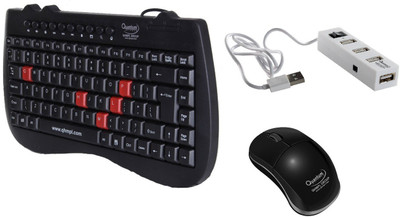 

Quantum Hi-Tech QHM 7309B/295 Wired USB Mouse, Mini Keyboard & USB 4 Port Hub Combo Combo Set