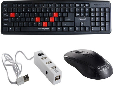 

Quantum Hi-Tech QHM 7403/232B Wired USB Mouse, Keyboard & USB 4 Port Hub Combo Combo Set