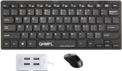 

Quantum Hi-Tech QHM 7307/232B Wired USB Mouse , MiniKeyboard & USB 4 Port Hub Combo Combo Set