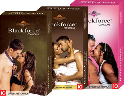 Blackforce Dotted Bubblegum,Chocolate,Coffee Combo Pack Condom Condom(Set of 3, 30S)