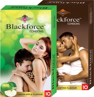 

Blackforce Dotted Coffee and Green Apple Combo Pack Condom Condom(Set of 2, 20S)