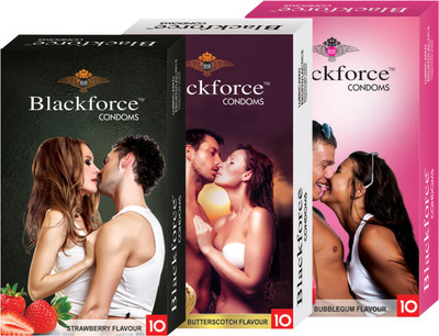 Blackforce Dotted Bubblegum,Butterscotch,Strawberry Combo Pack Condom Condom(Set of 3, 30S)