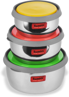 Sumeet Steel Utility Container  - 800 ml(Pack of 3, Silver)
