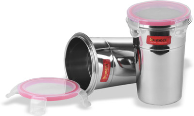 Sumeet Steel Fridge Container  - 400 ml(Pack of 2, Silver)