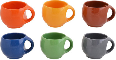 

PFUMART NMUG00122 Ceramic Mug(130 ml, Pack of 6), Multicolor