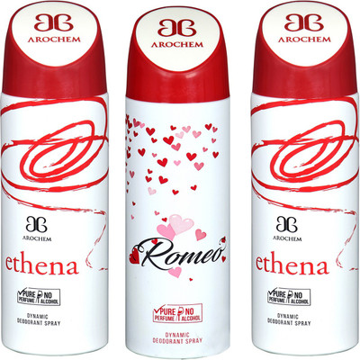 

Arochem Ethena & Romeo Combo Pack Dynamic Deodorant Spray Deodorant Spray - For Men & Women(600 ml, Pack of 3)