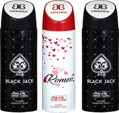 

Arochem Black Jack & Romeo Combo Pack Dynamic Deodorant Spray Deodorant Spray - For Men & Women(600 ml, Pack of 3)