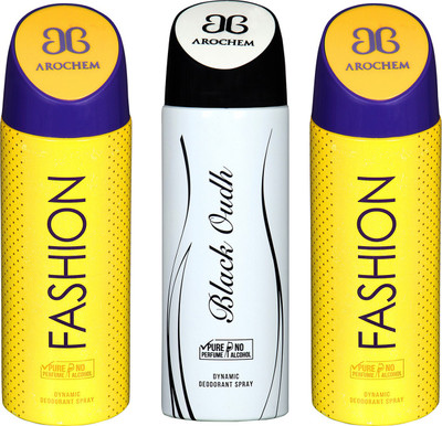 

Arochem Fashion & Black Oudh Combo Pack Dynamic Deodorant Spray Deodorant Spray - For Men & Women(600 ml, Pack of 3)