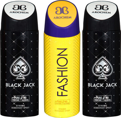 

Arochem Black Jack & Fashion Combo Pack Dynamic Deodorant Spray Deodorant Spray - For Men & Women(600 ml, Pack of 3)