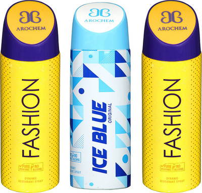 

Arochem Fashion & Ice Blue Combo Pack Dynamic Deodorant Spray Deodorant Spray - For Men & Women(600 ml, Pack of 3)