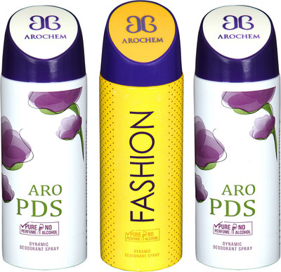 

Arochem Aro PDS & Fashion Combo Pack Dynamic Deodorant Spray Deodorant Spray - For Men & Women(600 ml, Pack of 3)