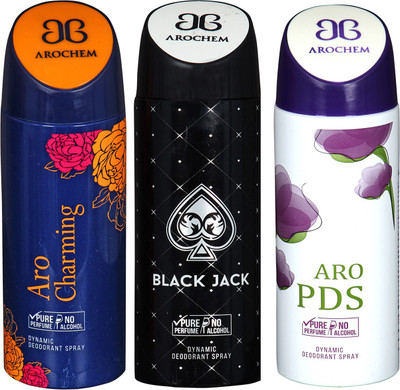 

Arochem Aro Charming & Black Jack & Aro PDS Combo Pack Dynamic Deodorant Spray Deodorant Spray - For Men & Women(600 ml, Pack of 3)