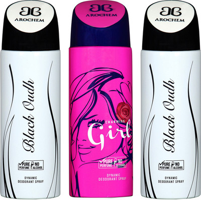 

Arochem Black Oudh & Charming Girl Combo Pack Dynamic Deodorant Spray Deodorant Spray - For Men & Women(600 ml, Pack of 3)