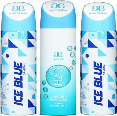 

Arochem Ice Blue & H2O Combo Pack Dynamic Deodorant Spray Deodorant Spray - For Men & Women(600 ml, Pack of 3)