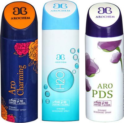

Arochem Aro Charming & H2O & Aro PDS Combo Pack Dynamic Deodorant Spray Deodorant Spray - For Men & Women(600 ml, Pack of 3)