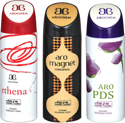 

Arochem Ethena & Aro Magnet & Aro PDS Combo Pack Dynamic Deodorant Spray Deodorant Spray - For Men & Women(600 ml, Pack of 3)