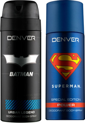 

Denver Batman Urban Legend and Superman Power Deo Combo (Pack of 2) Deodorant Spray - For Men(300 ml, Pack of 2)