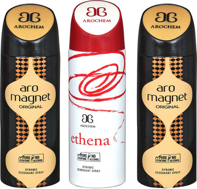 

Arochem Aro Magnet & Ethena Combo Pack Dynamic Deodorant Spray Deodorant Spray - For Men & Women(600 ml, Pack of 3)