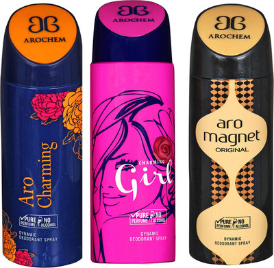 

Arochem Aro Charming & Charming Girl & Aro Magnet Combo Pack Dynamic Deodorant Spray Deodorant Spray - For Men & Women(600 ml, Pack of 3)