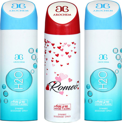 

Arochem H2O & Romeo Combo Pack Dynamic Deodorant Spray Deodorant Spray - For Men & Women(600 ml, Pack of 3)