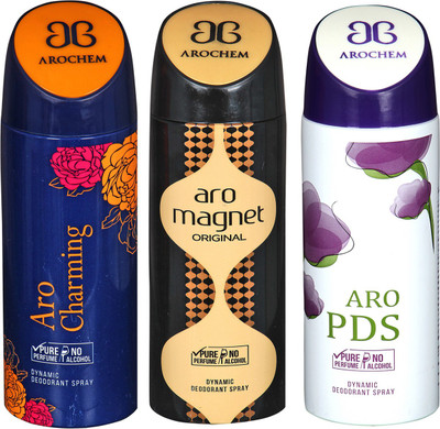 

Arochem Aro Charming & Aro Magnet & Aro PDS Combo Pack Dynamic Deodorant Spray Deodorant Spray - For Men & Women(600 ml, Pack of 3)