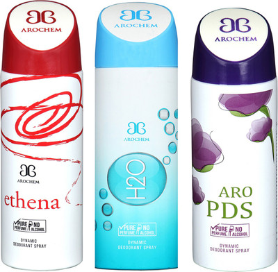 

Arochem Ethena & H2O & Aro PDS Combo Pack Dynamic Deodorant Spray Deodorant Spray - For Men & Women(600 ml, Pack of 3)