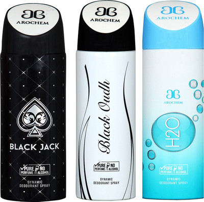 

Arochem Black Jack & Black Oudh & H2O Combo Pack Dynamic Deodorant Spray Deodorant Spray - For Men & Women(600 ml, Pack of 3)