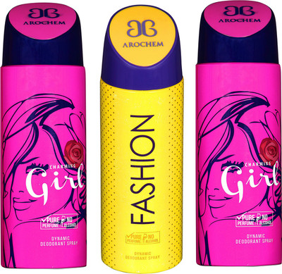 

Arochem Charming Girl & Fashion Combo Pack Dynamic Deodorant Spray Deodorant Spray - For Men & Women(600 ml, Pack of 3)
