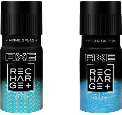 AXE Recharge Marine Splash & Ocean Breeze Combo Pack Deodorant Spray - For Men(300 ml, Pack of 2)