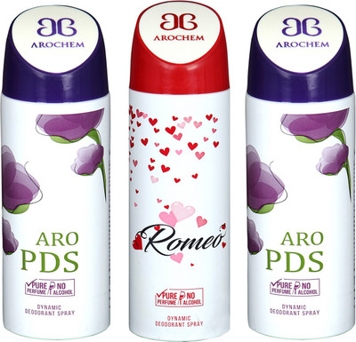 

Arochem Aro PDS & Romeo Combo Pack Dynamic Deodorant Spray Deodorant Spray - For Men & Women(600 ml, Pack of 3)