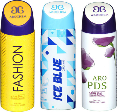 

Arochem Fashion & Ice Blue & Aro PDS Combo Pack Dynamic Deodorant Spray Deodorant Spray - For Men & Women(600 ml, Pack of 3)
