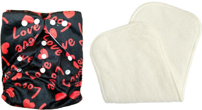 

Triple B Reusable New Adjustable All Sizes Baby Washable Cloth Diaper Nappies for Babies,0 to 2 Years + 1 Microfiber insert pad , Diaper cover (love Print) - Velvet - L
