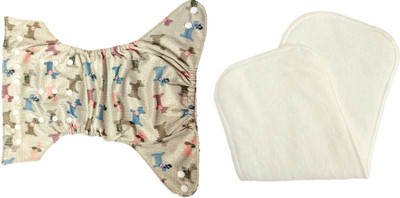 

Triple B Reusable New Adjustable All Sizes Baby Washable Cloth Diaper Nappies for Babies,0 to 2 Years + 1 Microfiber insert pad , (Animal, Grey) - L
