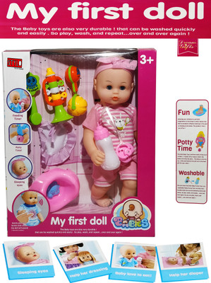 

Stylo Reborn Baby Toy Set with bib Potty and The Sounding Toys for The Baby Doll (Pink)(Pink, Green)