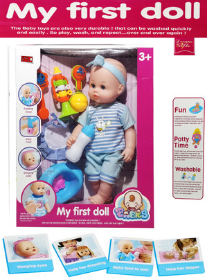 

Jack Royal Infant Doll Baby Toy Set with bib Potty and The Sounding Toys for The Baby Doll(Multicolor, Blue)