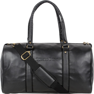 

Dussledorf Black Leather Duffle bag Travel Duffel Bag(Black)