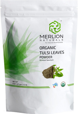

Merlion Naturals Organic Tulsi Leaves Powder (Ocimum Sanctum) - 227 g / 8 OZ / 1/2 lb | USDA NOP Certified 100% Organic | Vegan | Non GMO(227 g)
