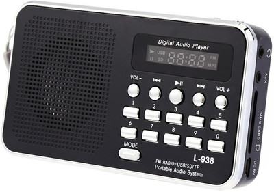 

CRETO Latest Digital fm radio L-938 support fm , usb pendrive , aux and memory card FM Radio(Black)