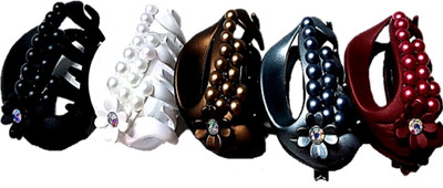 

Proplady Designer Combo (Pack of 5, M Size) Matte Finished, Pearls & Rhinestones Stud Butterfly Clutch for Girls & Women Hair Clip, Hair Claw, Bun Clip, Banana Clip, Back Pin(Copper, Platinum)