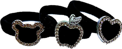 

Proplady Designer (Pack of 3) Rhinestone Stud Stylish Black Elastic Cotton Stretch Hair Ponytail Band, Hair Ties for Girls & Women Rubber Band, Hair Accessory Set(Black)
