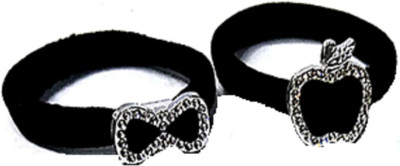 

Proplady Designer (Pack of 2) Rhinestone Stud Stylish Black Elastic Cotton Stretch Hair Ponytail Band, Hair Ties for Girls & Women Rubber Band, Hair Accessory Set(Black)
