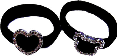 

Proplady Designer (Pack of 2) Rhinestone Stud Stylish Black Elastic Cotton Stretch Hair Ponytail Band, Hair Ties for Girls & Women Rubber Band, Hair Accessory Set(Black)