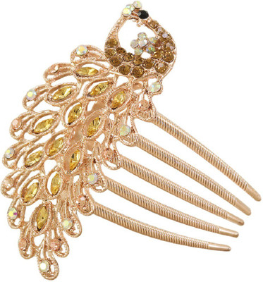 

SILVERSTOLI Beautiful peacock Design Yellow Gold plated crystal Multi Colour stones jewelry For Women's & Girl's Hair Pin(Multicolor)