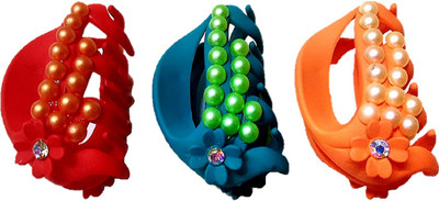 

Proplady Designer Combo (Pack of 3, M Size) Matte Finished, Pearls & Rhinestones Stud Butterfly Clutch for Girls & Women Hair Clip, Hair Claw, Bun Clip, Banana Clip, Back Pin(Multicolor)