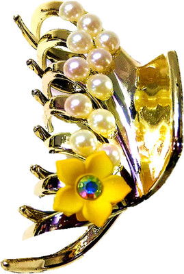 

Proplady Party Collection Golden (L Size, 7 cm) Pearls & Rhinestones Stud Floral Butterfly Clutch for Girls & Women |Wedding Hair Hair Clip, Hair Claw, Bun Clip, Banana Clip, Back Pin(Gold)