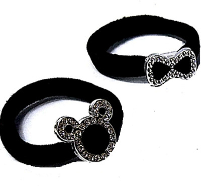

Proplady Designer (Pack of 2) Rhinestone Stud Stylish Black Elastic Cotton Stretch Hair Ponytail Band, Hair Ties for Girls & Women Rubber Band, Hair Accessory Set(Black)
