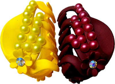 

Proplady Designer Combo (Pack of 2, M Size) Matte Finished, Pearls & Rhinestones Stud Butterfly Clutch for Girls & Women Hair Clip, Hair Claw, Bun Clip, Banana Clip, Back Pin(Multicolor)