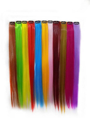 

Bueno Colored Extension For Women And Girls, Streaks For Little Girls, Multicolored Extension For Parties For Women Stylish , Set Of 11 , Pack Of 1 Hair Extension