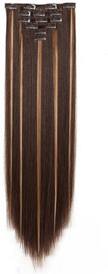 

Bueno Stylish 6 Pcs Golden Hightlighting Extensions For Women And Girls, Synthetic Extension For Party And Marriages, Straight Extension Clips With Golden Highlighting, Streaks Hair Extension