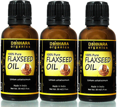 

Donnara Organics 100% Pure & Natural Flaxseed oil Combo pack of 3 bottles of 30 ml(90 ml) Hair Oil(90 ml)